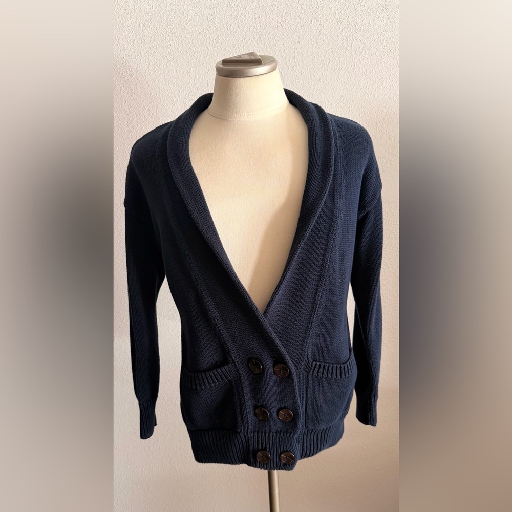 Autumn Cashmere 100% Cotton Navy Blue Cardigan Medium
